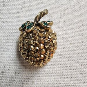 Vintage Weiss Gold and Green Strawberry Brooch